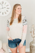Every Moment Together Color Block Top- Oatmeal, Ivory & Pink