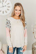 Every Moment Together Color Block Top- Oatmeal, Ivory & Pink