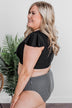 Miami Memories Flutter Sleeve Swim Top- Black