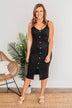 Feet In The Sand Button Dress- Black