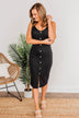 Feet In The Sand Button Dress- Black