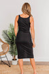 Feet In The Sand Button Dress- Black