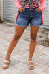 KanCan High-Rise Frayed Shorts- Dark Trixie Wash