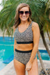 Walking On Sunshine Swim Top- Light Taupe Leopard Print