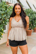 Dazzling Sights Lace Tank Top- Sand