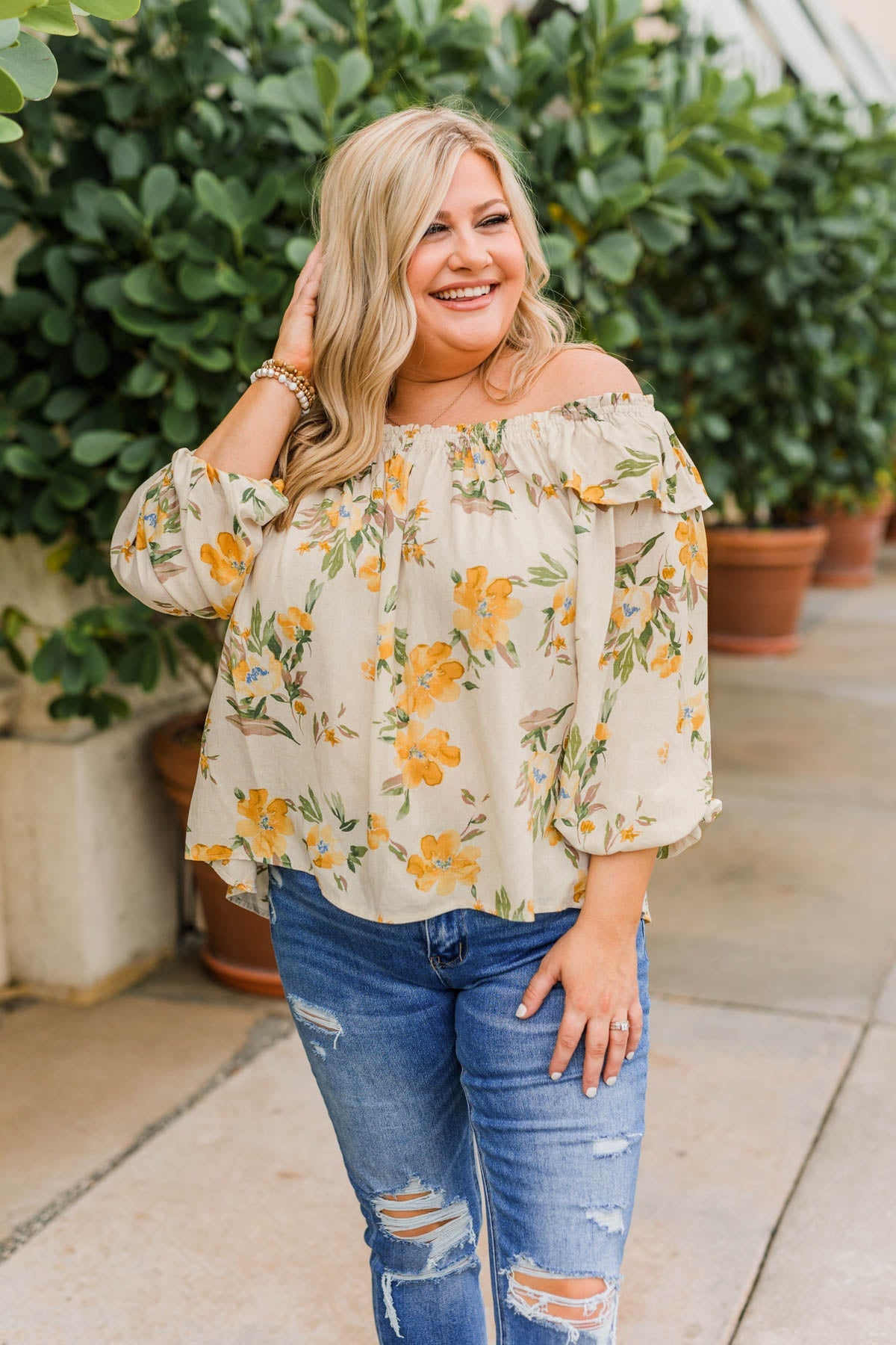Lost In Paradise Floral Blouse- Cream