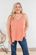 Hearts Beat In Harmony Button Tank- Salmon