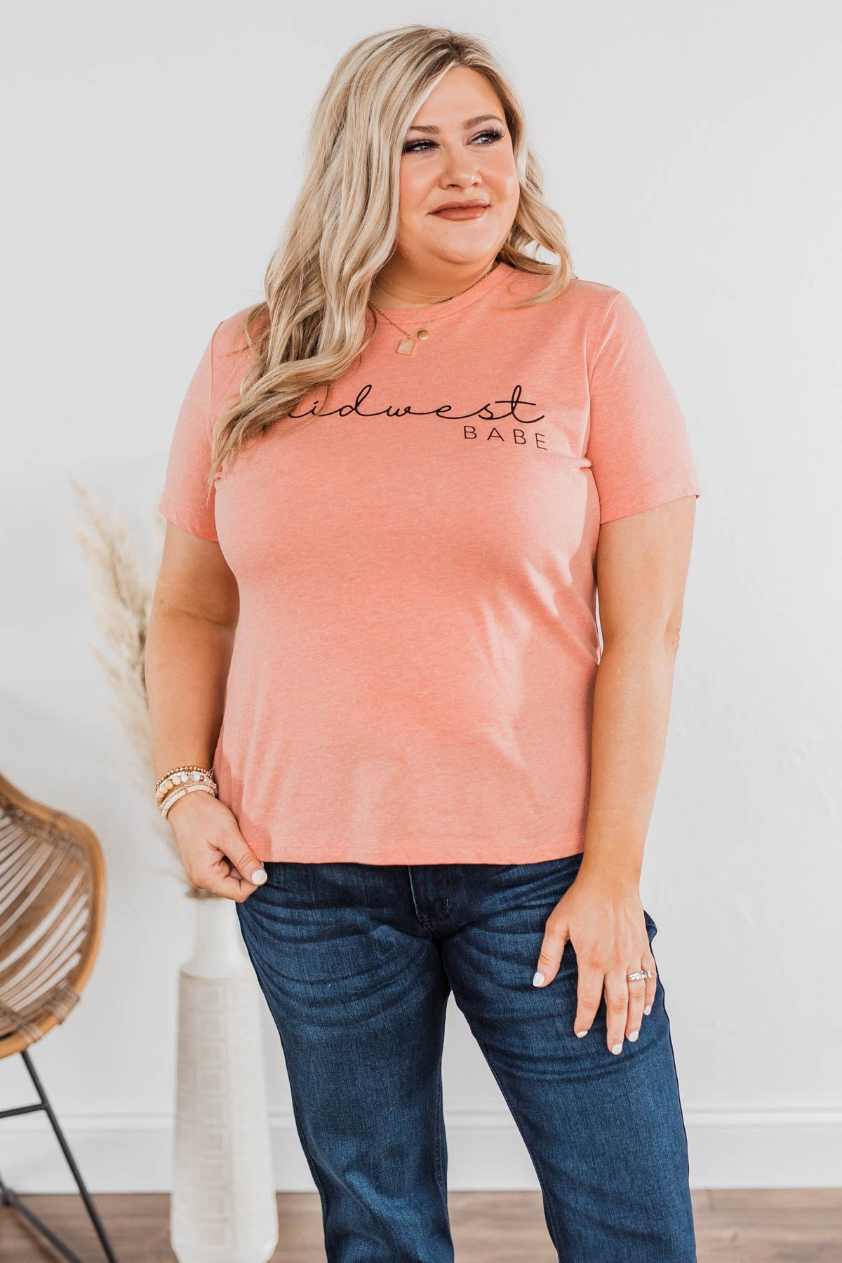 "Midwest Babe" Graphic Tee- Coral