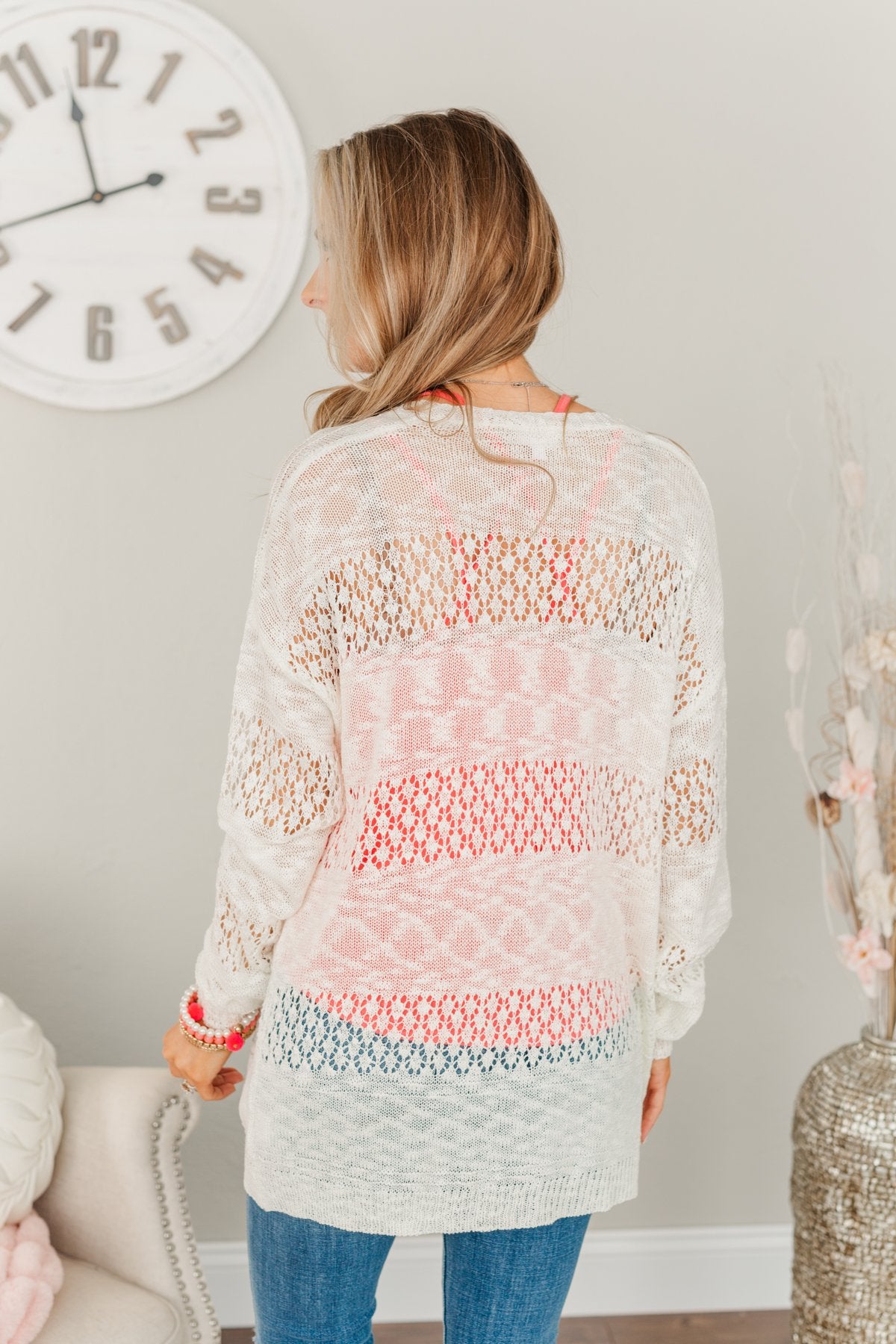 Lovely Life To Live Open Knit Cardigan- Ivory