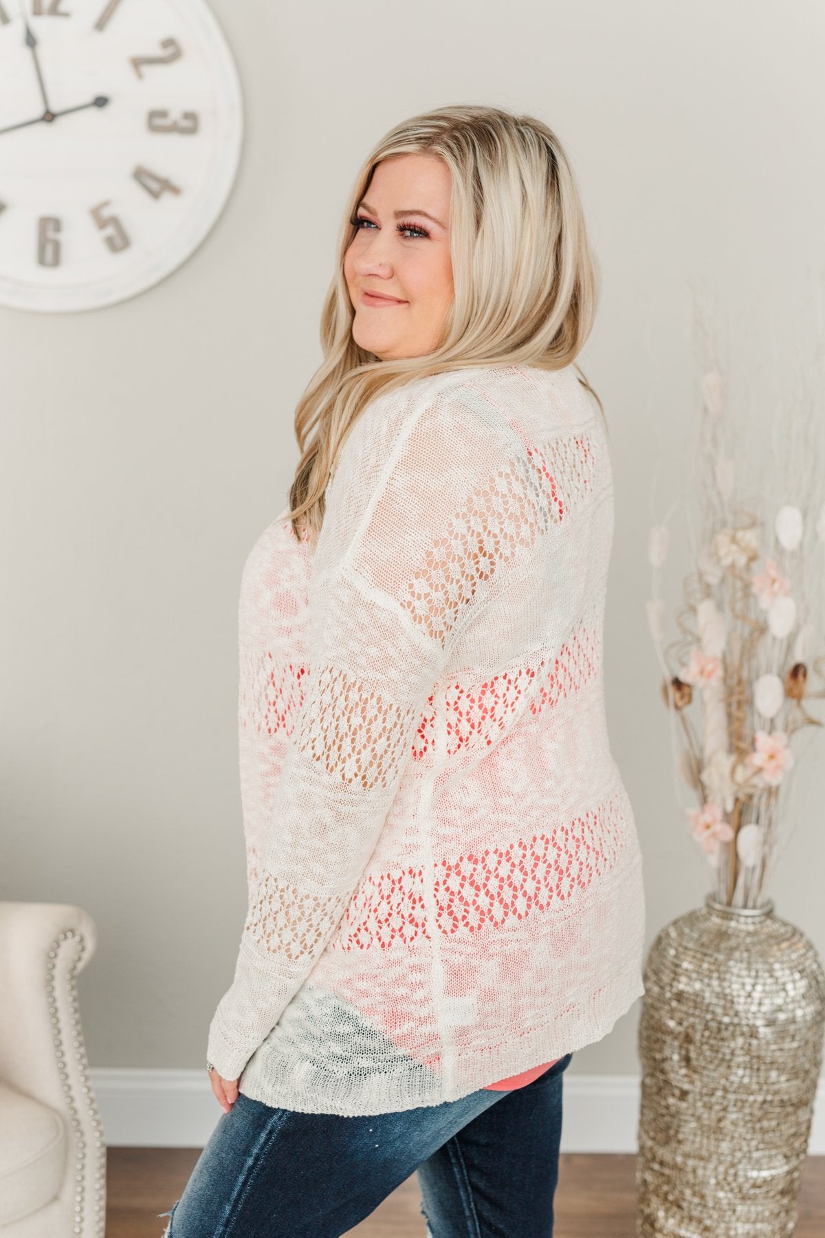 Lovely Life To Live Open Knit Cardigan- Ivory