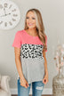 Out Of This World Color Block Knit Top- Coral, Grey, & Ivory