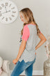 Out Of This World Color Block Knit Top- Coral, Grey, & Ivory