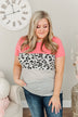 Out Of This World Color Block Knit Top- Coral, Grey, & Ivory
