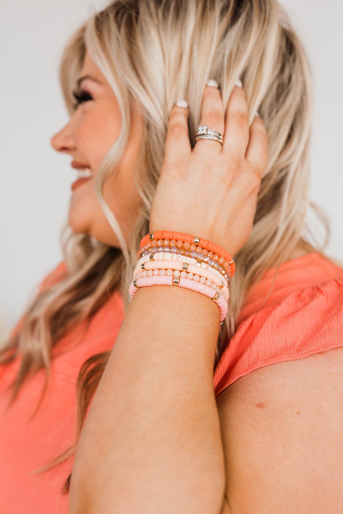 Love Being Girly Bracelet Set- Peach