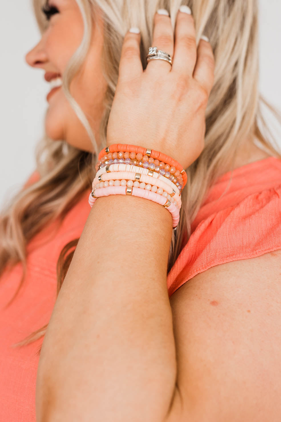 Love Being Girly Bracelet Set- Peach