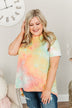 Simpler Times To Come Tie-Dye Top- Coral, Yellow & Blue