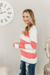 Radiate Happiness Striped Knit Sweater- Coral & Off-White