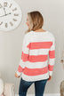 Radiate Happiness Striped Knit Sweater- Coral & Off-White