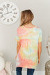 Simpler Times To Come Tie-Dye Top- Coral, Yellow & Blue