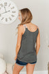 Enjoy The Journey Front Twist Tank Top- Charcoal