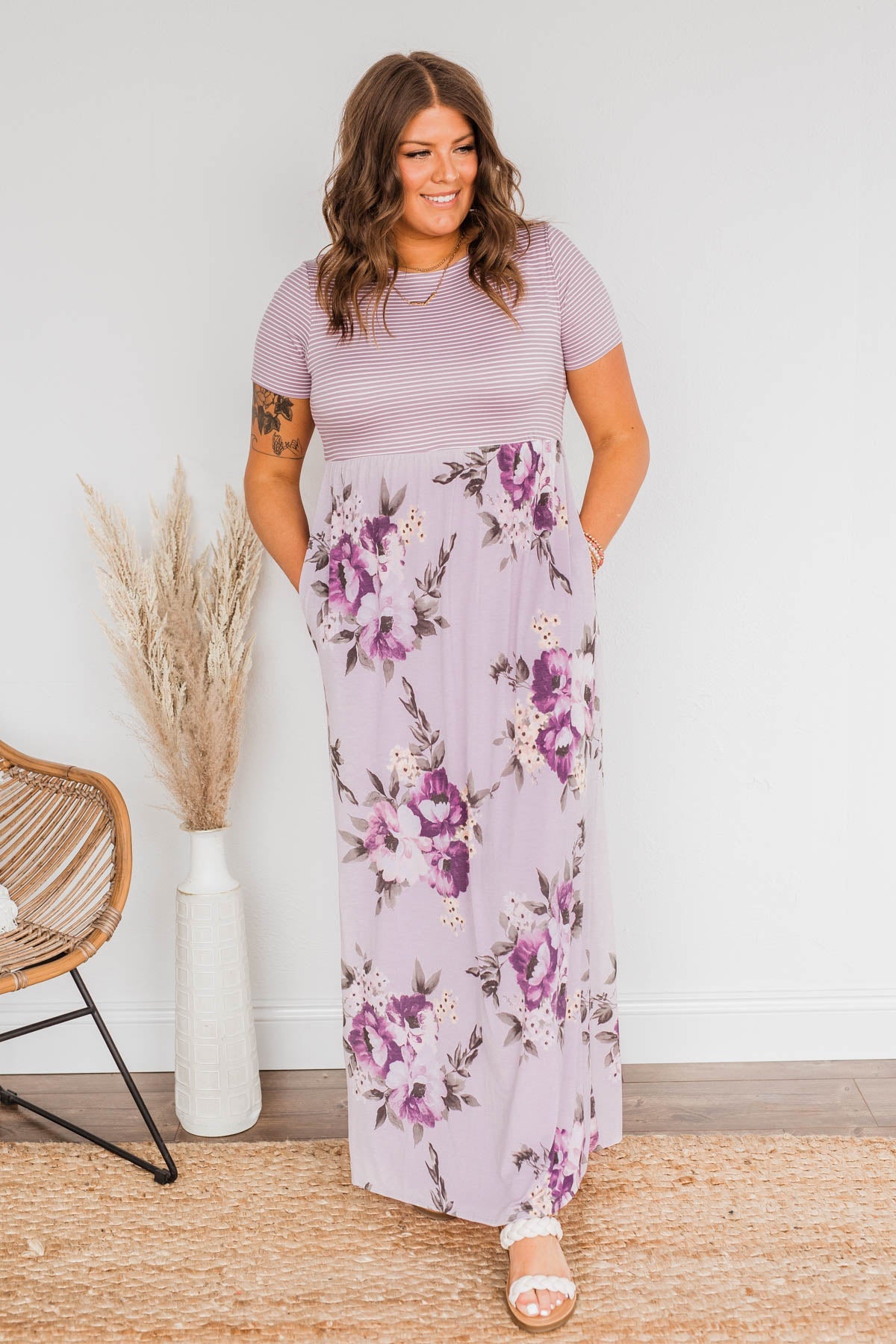 Lasting Memories Floral Maxi Dress- Lavender
