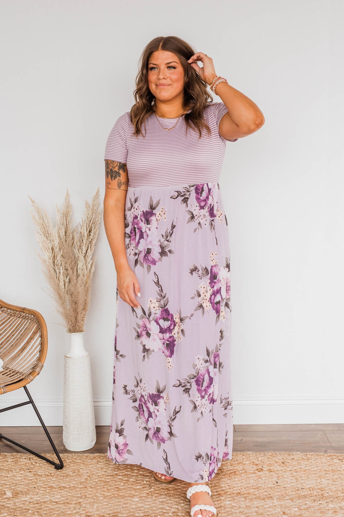 Lasting Memories Floral Maxi Dress- Lavender