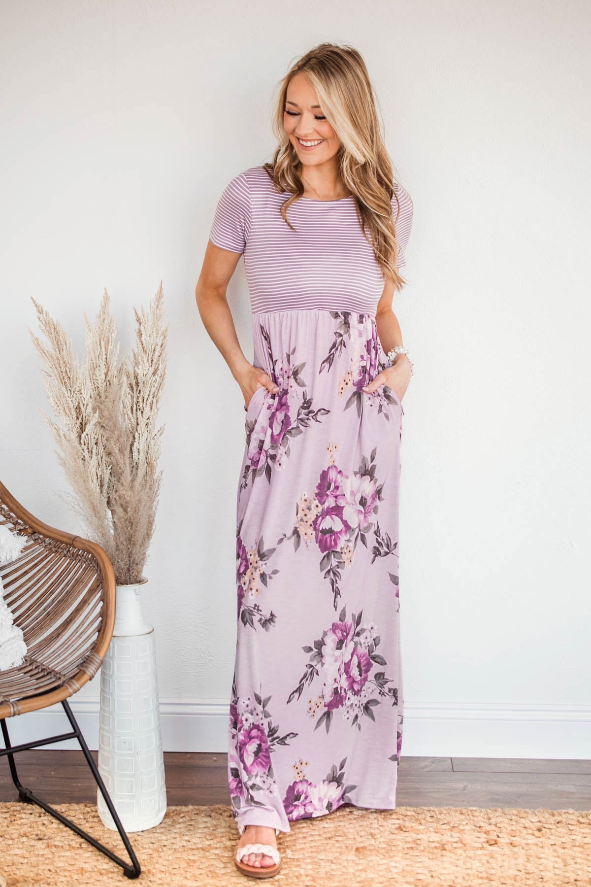 Lasting Memories Floral Maxi Dress- Lavender