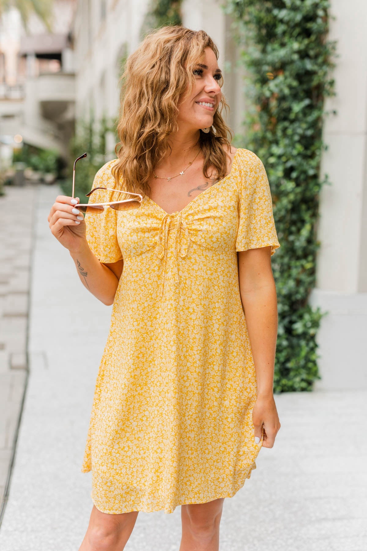 Dashing Through The Daisies Floral Dress- Yellow