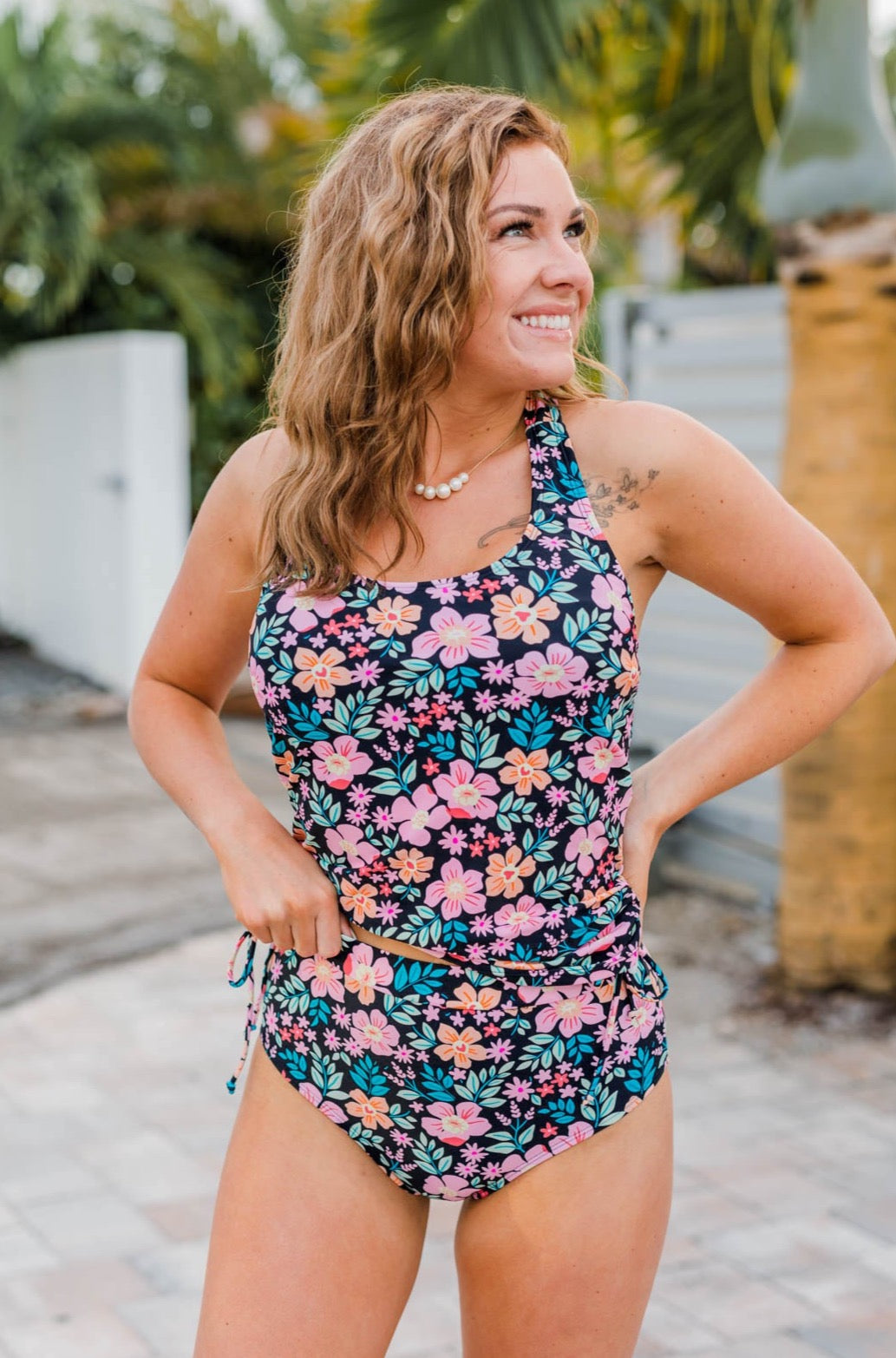 Walk Along The Beach Ribbed Swim Top- Orange Floral – The Pulse Boutique