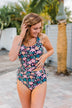 The Beach Is Calling Tankini Swim Top- Black Floral