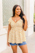 Shining Rays Floral Babydoll Top- Mustard & Ivory