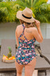 The Beach Is Calling Tankini Swim Top- Black Floral