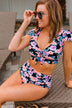 Sandy Shores High-Rise Swim Bottoms- Black, Peach & Purple