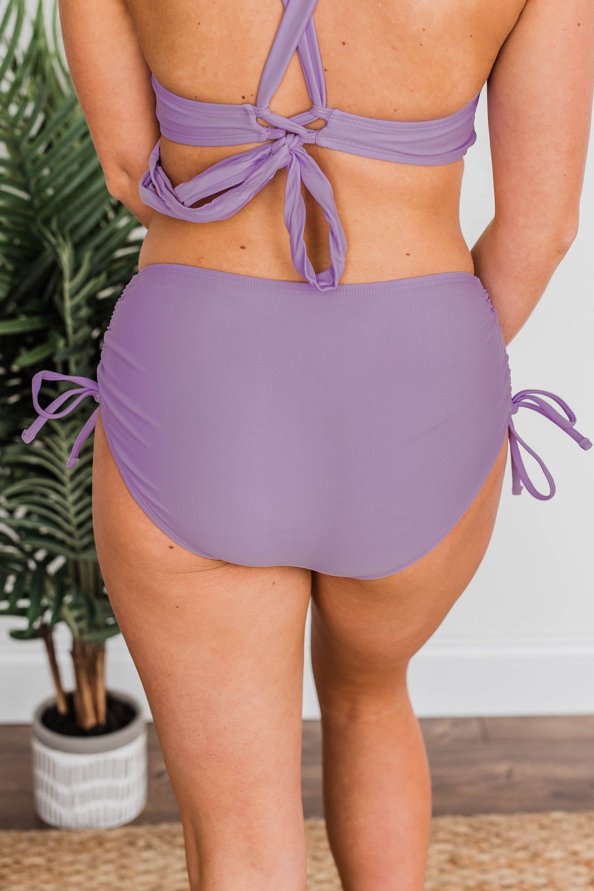 Cool By The Pool Ruched Swim Bottoms- Purple