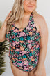 The Beach Is Calling Tankini Swim Top- Black Floral