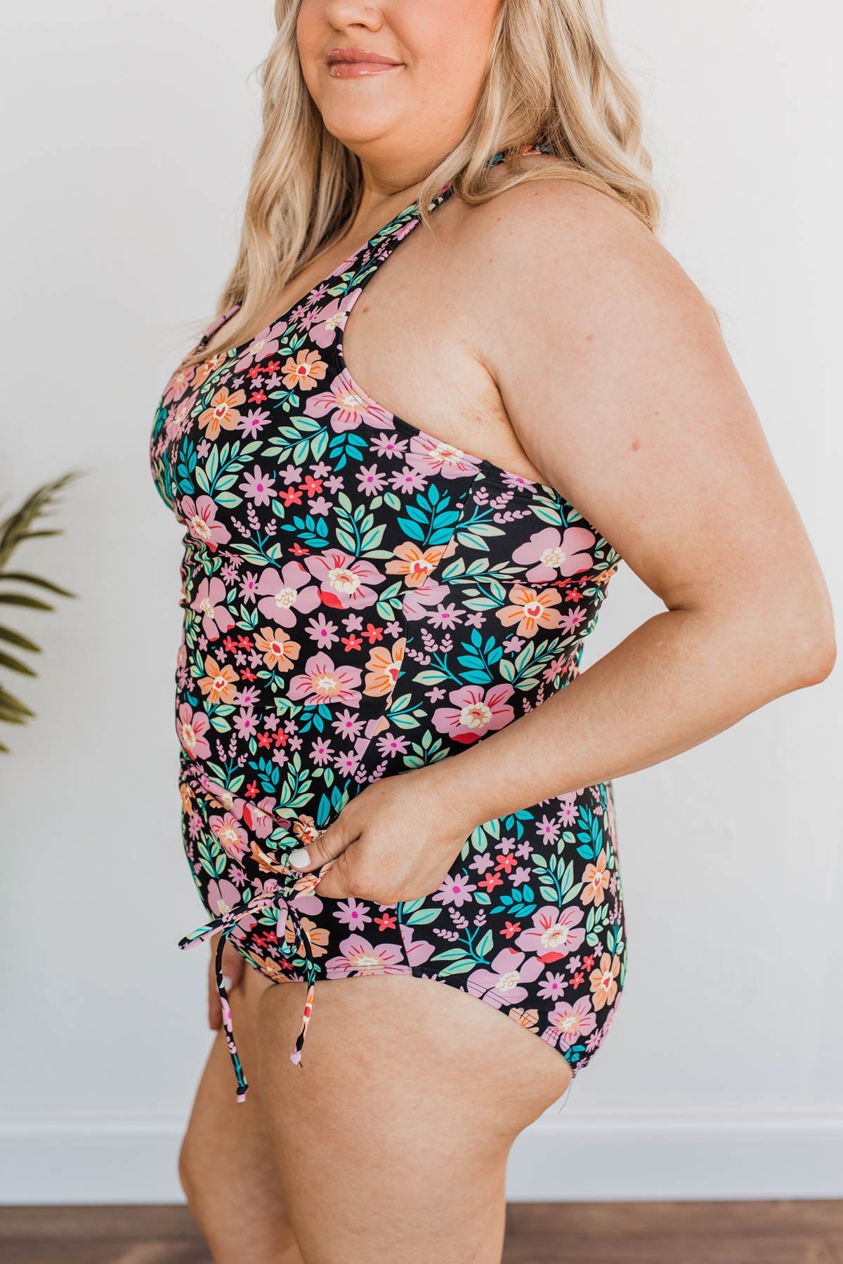 The Beach Is Calling Tankini Swim Top- Black Floral – The Pulse