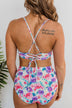 Off To The Ocean Triangle Bikini Top- Pink & Purple Floral