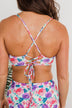 Off To The Ocean Triangle Bikini Top- Pink & Purple Floral