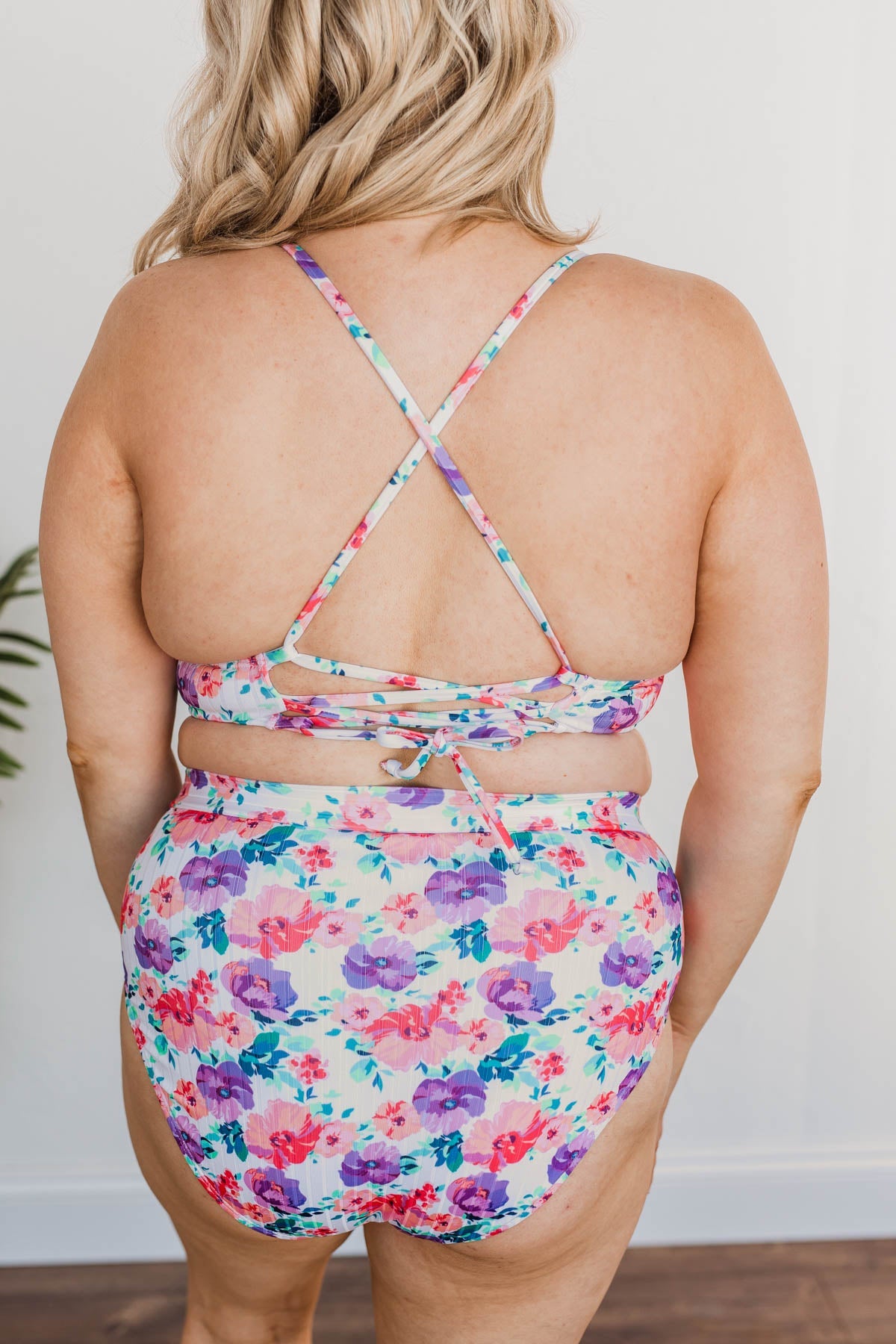 Off To The Ocean Triangle Bikini Top- Pink & Purple Floral