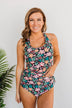 The Beach Is Calling Tankini Swim Top- Black Floral