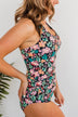 The Beach Is Calling Tankini Swim Top- Black Floral