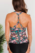 The Beach Is Calling Tankini Swim Top- Black Floral