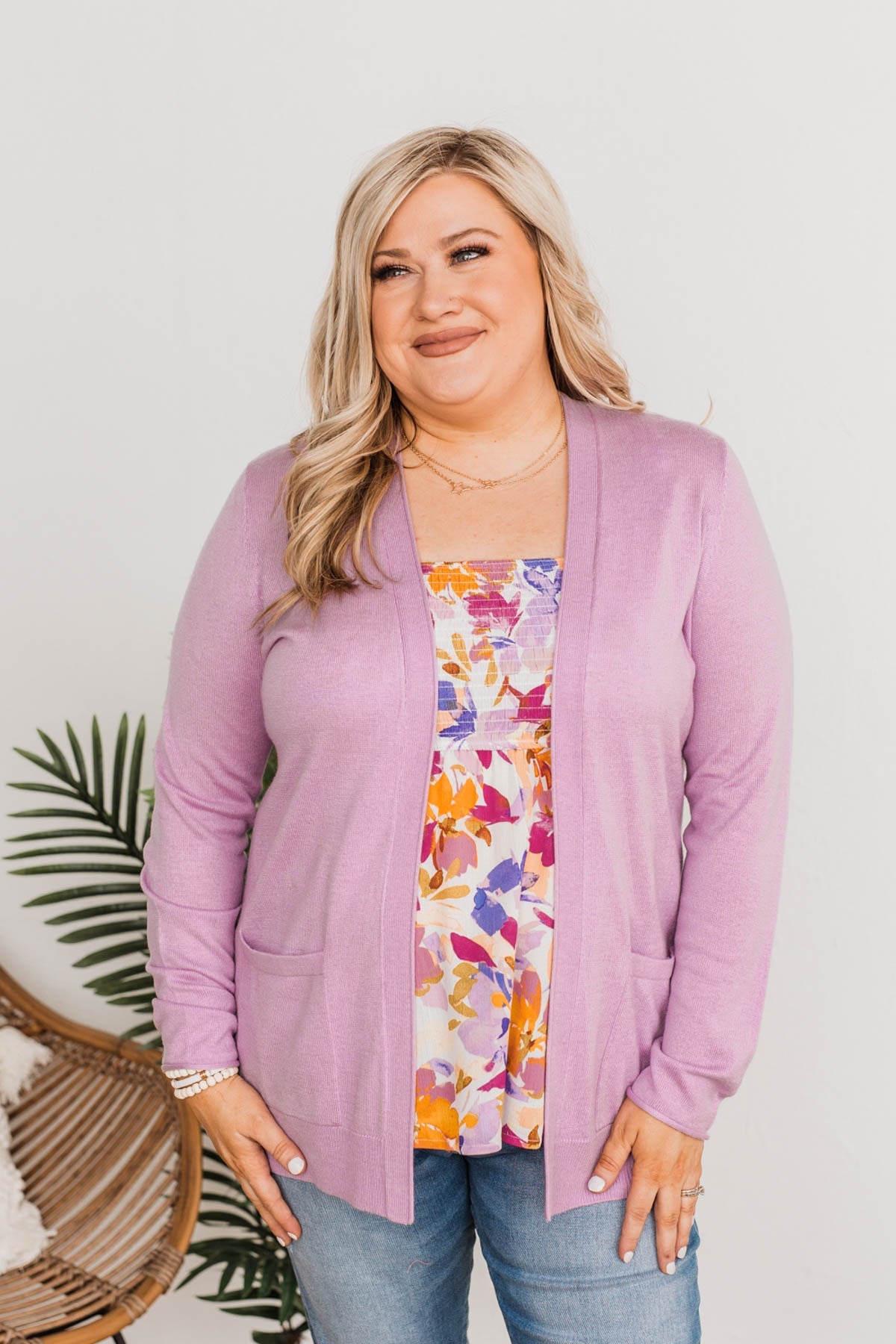 True To My Heart Open Front Cardigan- Purple