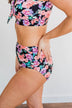 Sandy Shores High-Rise Swim Bottoms- Black, Peach & Purple
