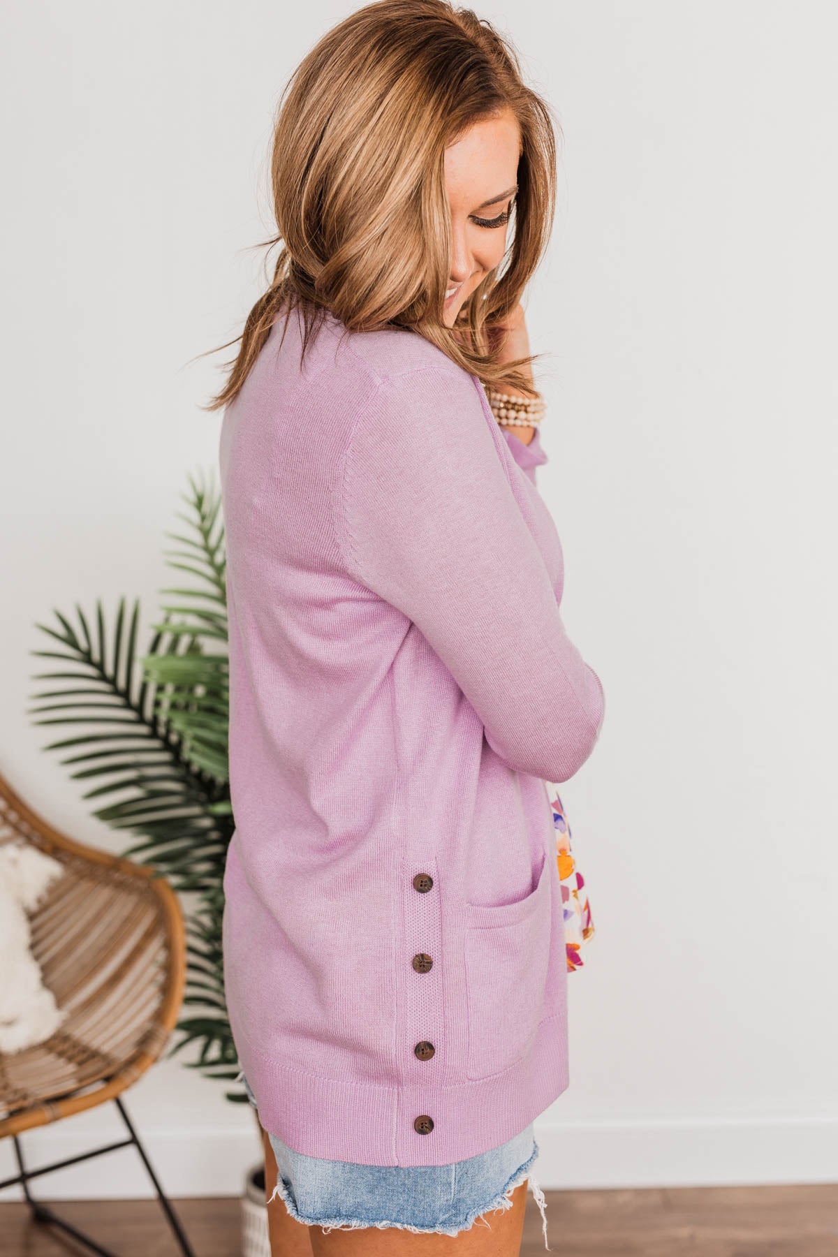 True To My Heart Open Front Cardigan- Purple