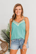 The Tropical Life V-Neck Tank Top- Teal