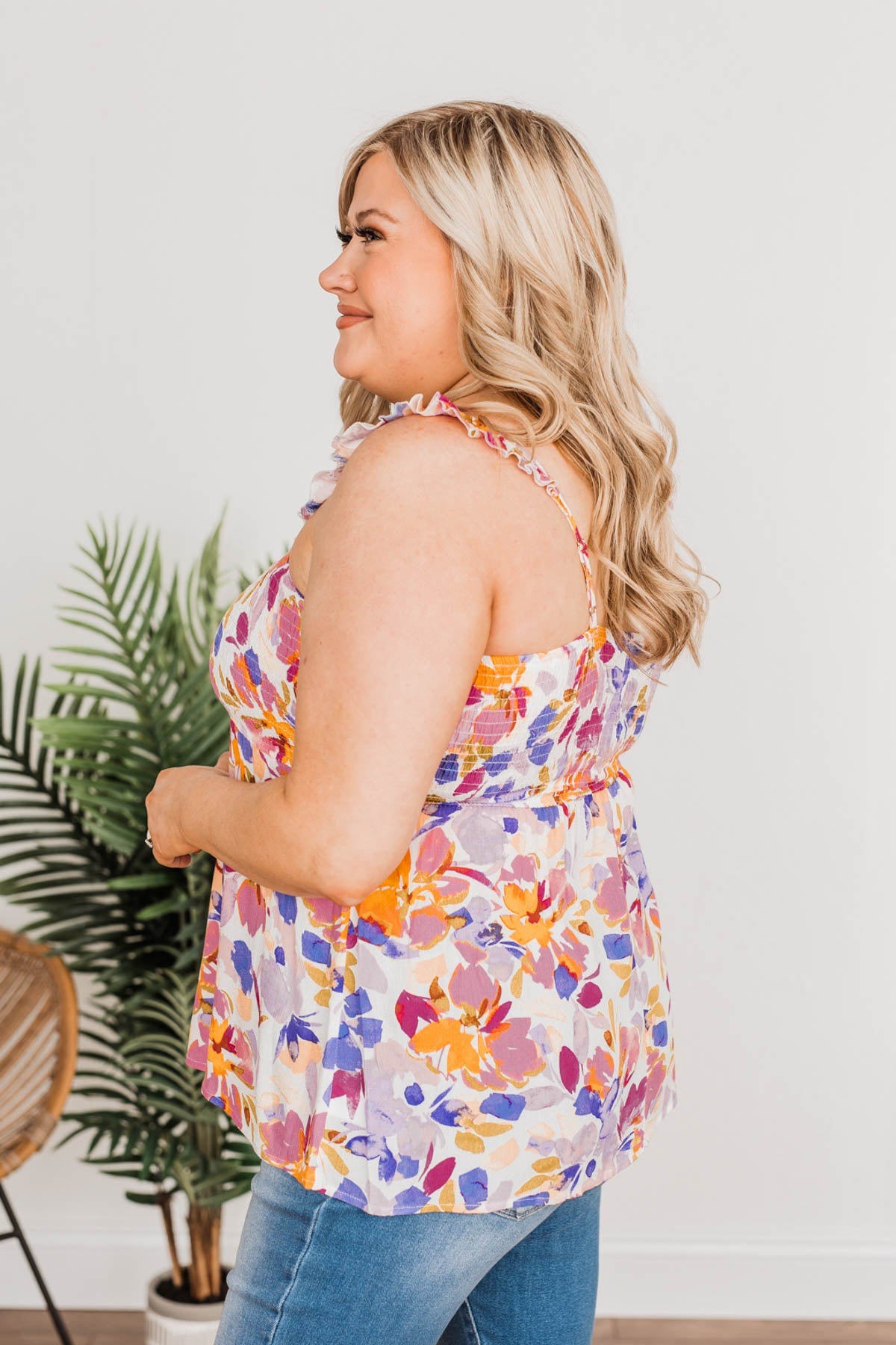 Vacation Every Day Floral Tank- Lavender