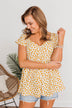 Shining Rays Floral Babydoll Top- Mustard & Ivory