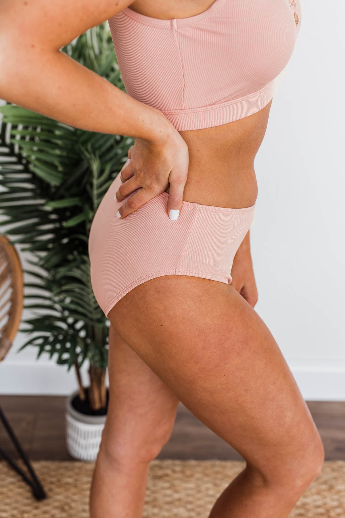 Bask In The Sun Mid-Rise Swim Bottoms- Baby Pink