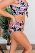 Sandy Shores High-Rise Swim Bottoms- Black, Peach & Purple